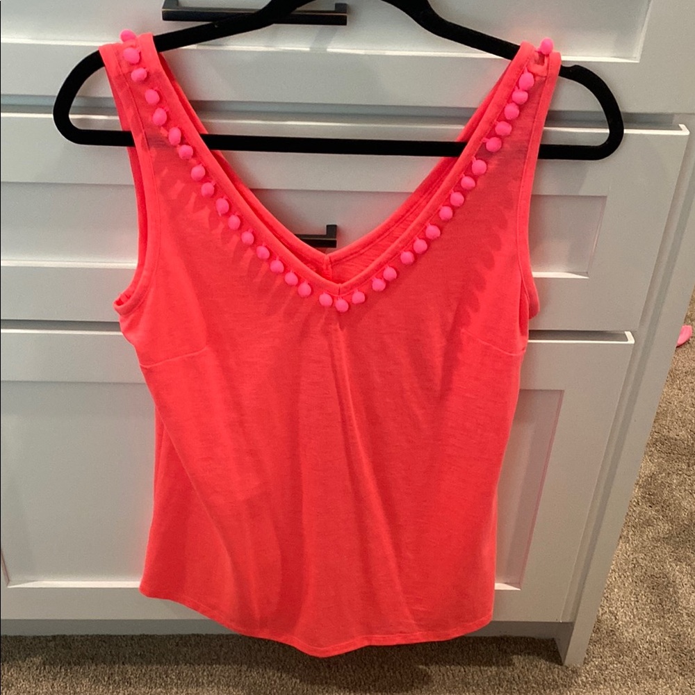 Women's Pink Pom-Pom Trim Top